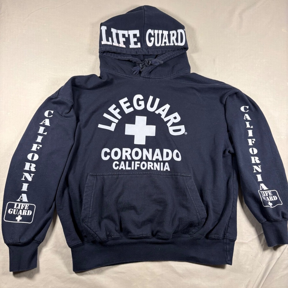Lifeguard Coronado California Hoodie Navy Blue Graphic Sweatshirt Mens Large L